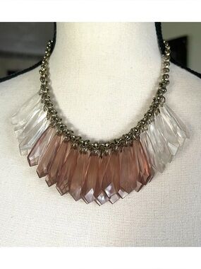 Vintage Mid Century Lucite Ombre Fringe or Bib Necklace.
